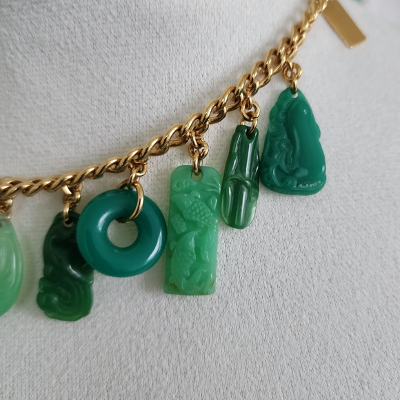Elizabeth Taylor Simulated Jade Set Charms Bracelet - Picture 6 of 8